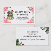 Glas in lood theekopje hand gemengde thee visitekaartje (Voorkant / Achterkant)