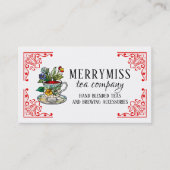 Glas in lood theekopje hand gemengde thee visitekaartje (Voorkant)