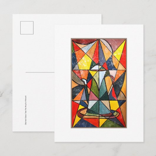 Glas in lood Theepot Acryl Kunstwerk Briefkaart (Voorkant / Achterkant)