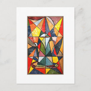 Glas in lood Theepot Acryl Kunstwerk Briefkaart