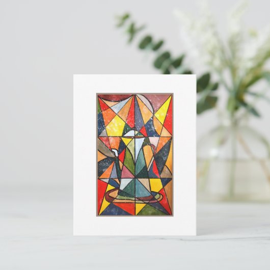 Glas in lood Theepot Acryl Kunstwerk Briefkaart (Staand voorkant)
