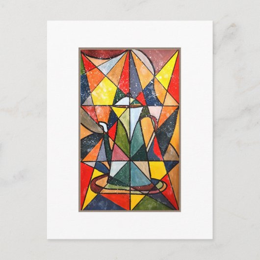 Glas in lood Theepot Acryl Kunstwerk Briefkaart (Voorkant)