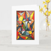 Glas in lood Theepot Acryl Kunstwerk Kaart (Gele Bloem)