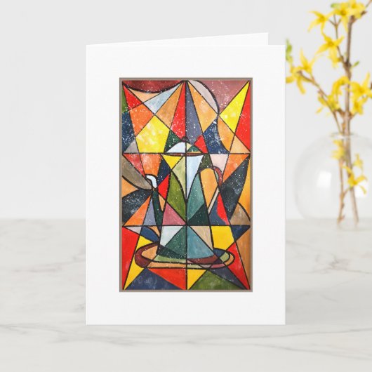 Glas in lood Theepot Acryl Kunstwerk Kaart (Gele Bloem)