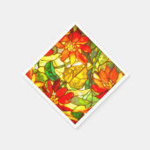 Glas in lood Tiffany Look Winter Bloemen Rood Groe Servet (Hoek)