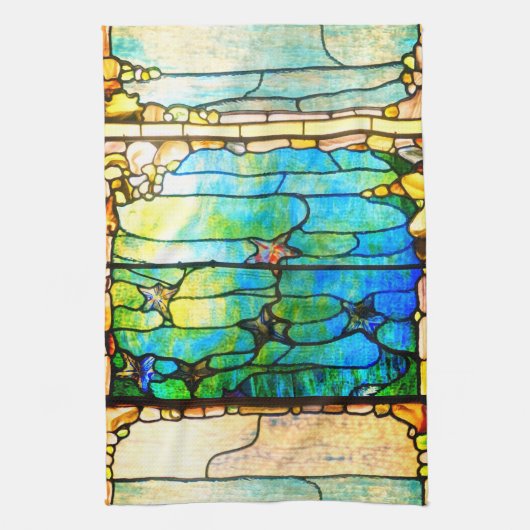 Glas-in-lood tiffany raam zeester zee theedoek (Verticaal)