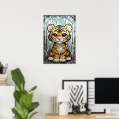 Glas in lood Tiger Cub - Oerwoud Nursery Poster (Thuiskantoor)
