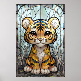 Glas in lood Tiger Cub - Oerwoud Nursery Poster