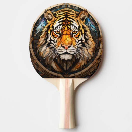 Glas in lood Tiger Ping Pong Paddle Tafeltennisbatje (Voorkant)