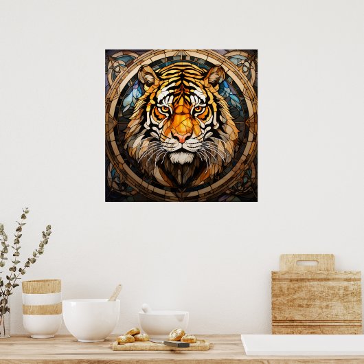 Glas in lood Tiger Poster (Keuken)