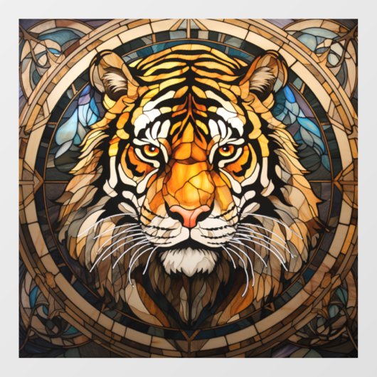 Glas in lood Tiger Window Cling Raamsticker (Vel)