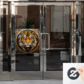 Glas in lood Tiger Window Cling Raamsticker (Kantoordeur)