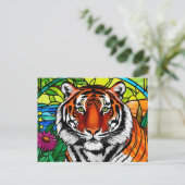 Glas in lood Tijger Briefkaart (Staand voorkant)