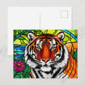 Glas in lood Tijger Briefkaart (Voorkant / Achterkant)