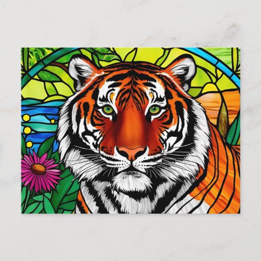 Glas in lood Tijger Briefkaart (Voorkant)
