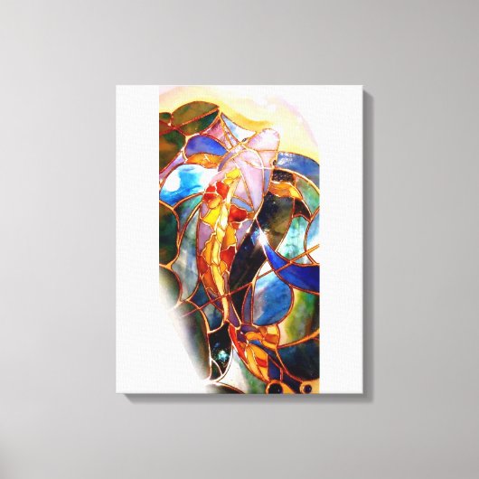 Glas in lood Traditional Koi Fish Art Canvas Afdruk (Voorkant)