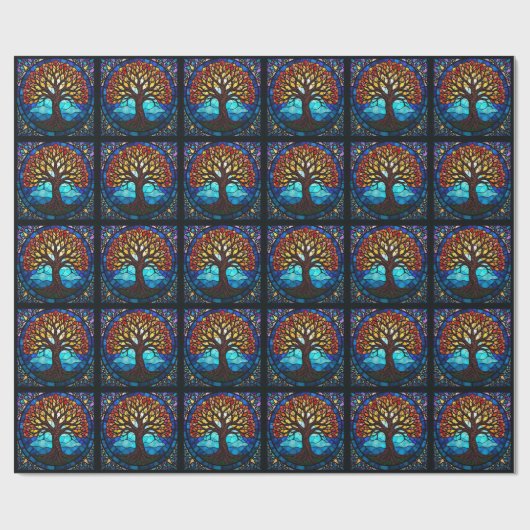 Glas in lood Tree of Life Keramische Tegel Cadeaupapier (Vlak)