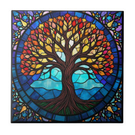 Glas in lood Tree of Life Keramische Tegel Tegeltje