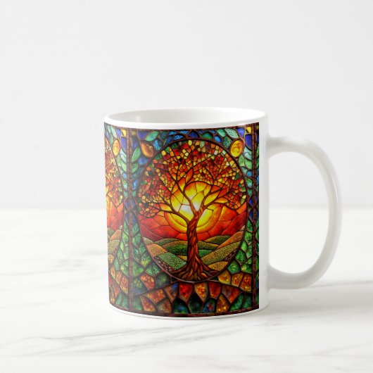 Glas in lood Tree of Life Koffie Mok (Rechts)