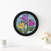 Glas in lood Tulpen in lentekleuren Grote Klok (Huis)