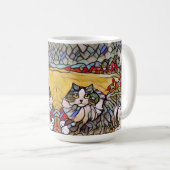 Glas in lood tweelingkatten mooi koffiemok (Voorkant rechts)