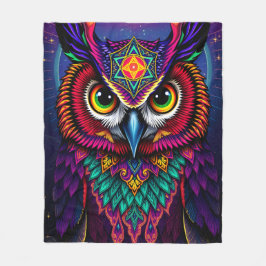 Glas-in-lood-uil-kunst: Geometrische juweeltinten Fleece Deken