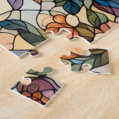 Glas-in-lood-uil-kunst Legpuzzel (Zijkant)