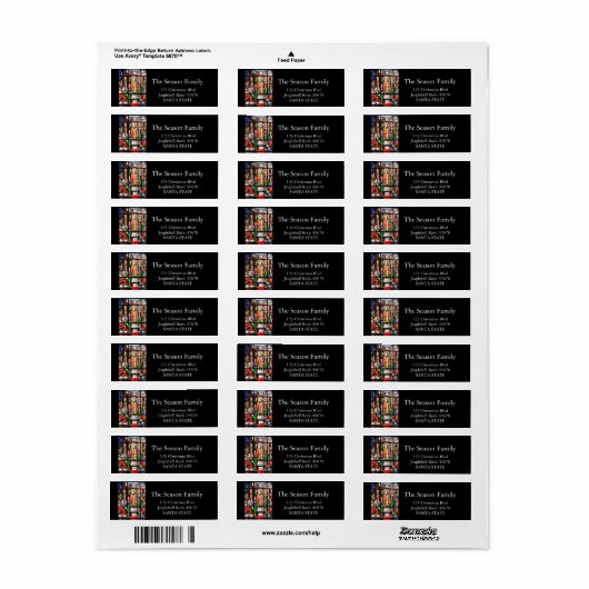 Glas in lood vakantieadres label (Full Sheet)