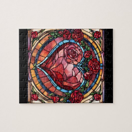 Glas in lood Valentijns Hart Legpuzzel (Horizontaal)