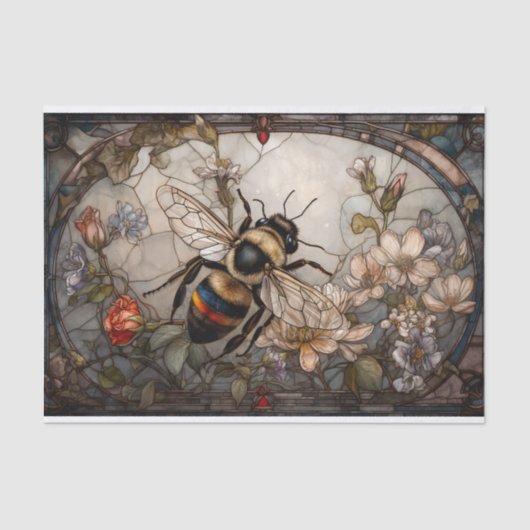 Glas in lood van bijen tissuepapier (Voorkant)
