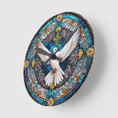 Glas in lood van Christelijk Kruis Ronde Klok (Hoek)