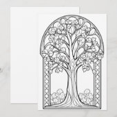 Glas in lood van de bloeiende boom | Kleur je eige (Voorkant / Achterkant)