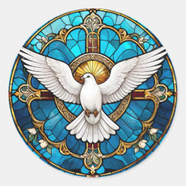 Glas in lood van de Christelijke Heilige Duif Ronde Sticker