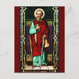 Glas in lood van de Heilige Paul (Paul de Apostle) Briefkaart