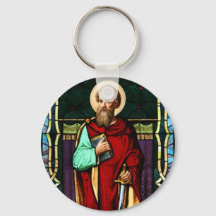 Glas in lood van de Heilige Paul (Paul de Apostle) Sleutelhanger