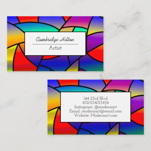 Glas in lood van de kerk visitekaartje (Voorkant / Achterkant)