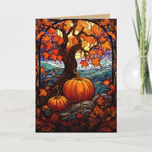 GLAS-IN-LOOD VAN HERFST DIE AAN JE KAART DENKT (Voorkant)