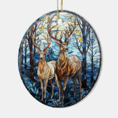 Glas in lood van herten keramisch ornament (Links)