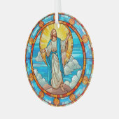 Glas in lood van Jezus Opklimmend naar de hemel Glas Ornament (Voorkant links)