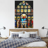 Glas in lood van kerk canvas afdruk (Insitu (Slaapkamer))