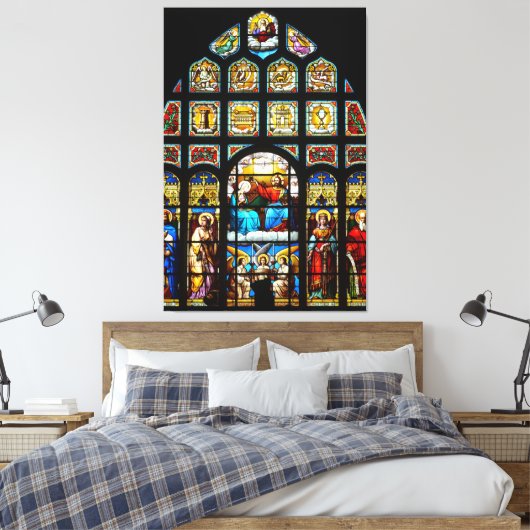 Glas in lood van kerk canvas afdruk (Insitu (Slaapkamer))