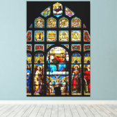 Glas in lood van kerk canvas afdruk (Insitu (Houten vloer))