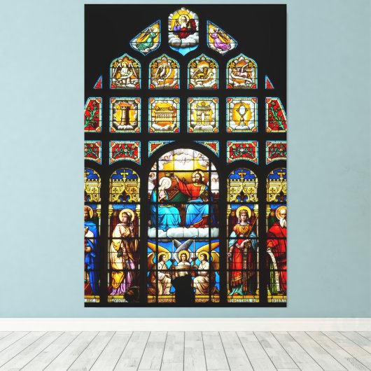 Glas in lood van kerk canvas afdruk (Insitu (Houten vloer))