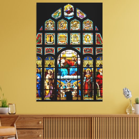 Glas in lood van kerk canvas afdruk (Insitu (Woonkamer))
