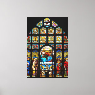 Glas in lood van kerk canvas afdruk
