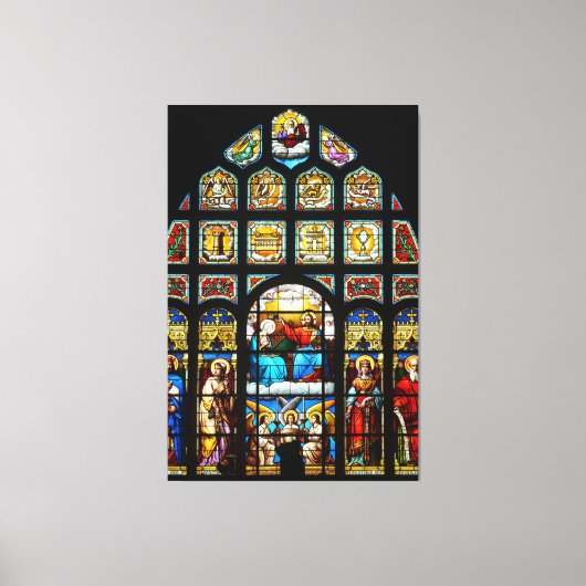 Glas in lood van kerk canvas afdruk (Voorkant)
