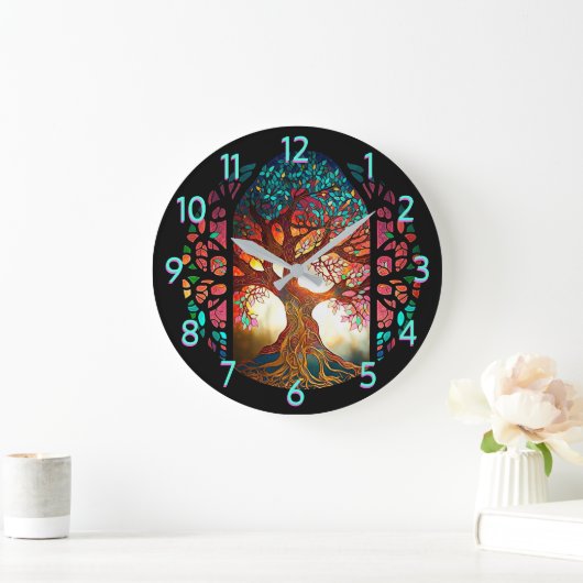 Glas in lood van levensloop grote klok (Huis)