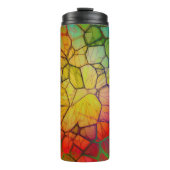 Glas in lood van regenboogmozaïek thermosbeker (Voorkant)