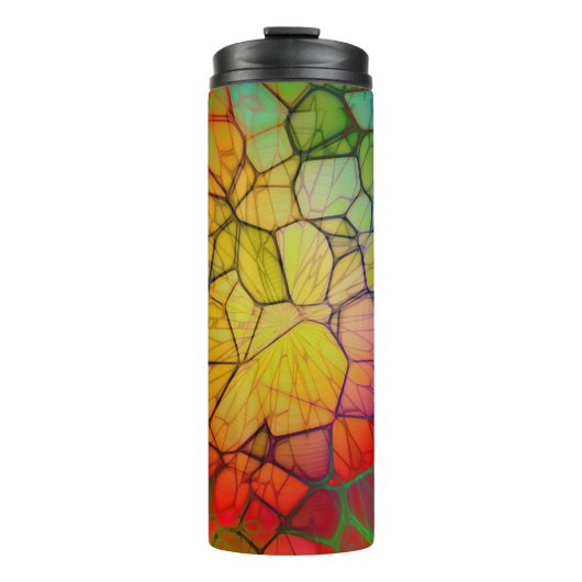 Glas in lood van regenboogmozaïek thermosbeker (Voorkant)