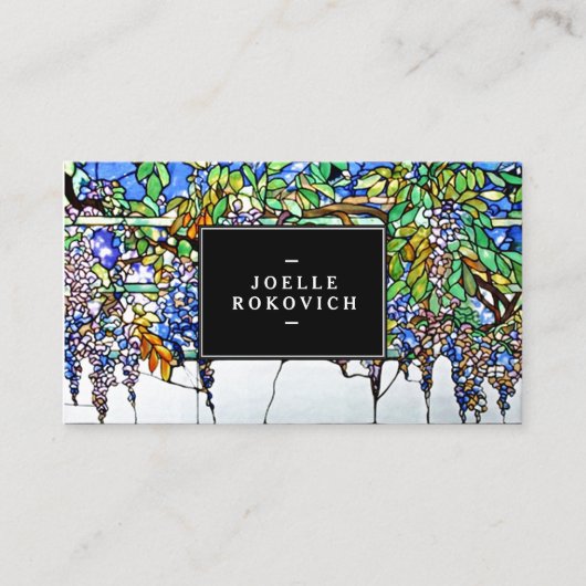  Glas in lood van Tiffany Wisteria Floral Art Visitekaartje (Voorkant)